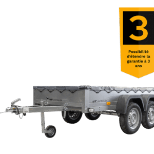 remorque unitrailer 264/2 kipp avec roue jockey, tige de support de bâche et bâche plate grise